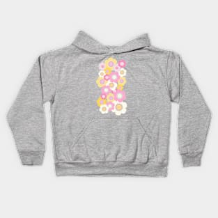 Yellow and pink floral border over yellow background Kids Hoodie